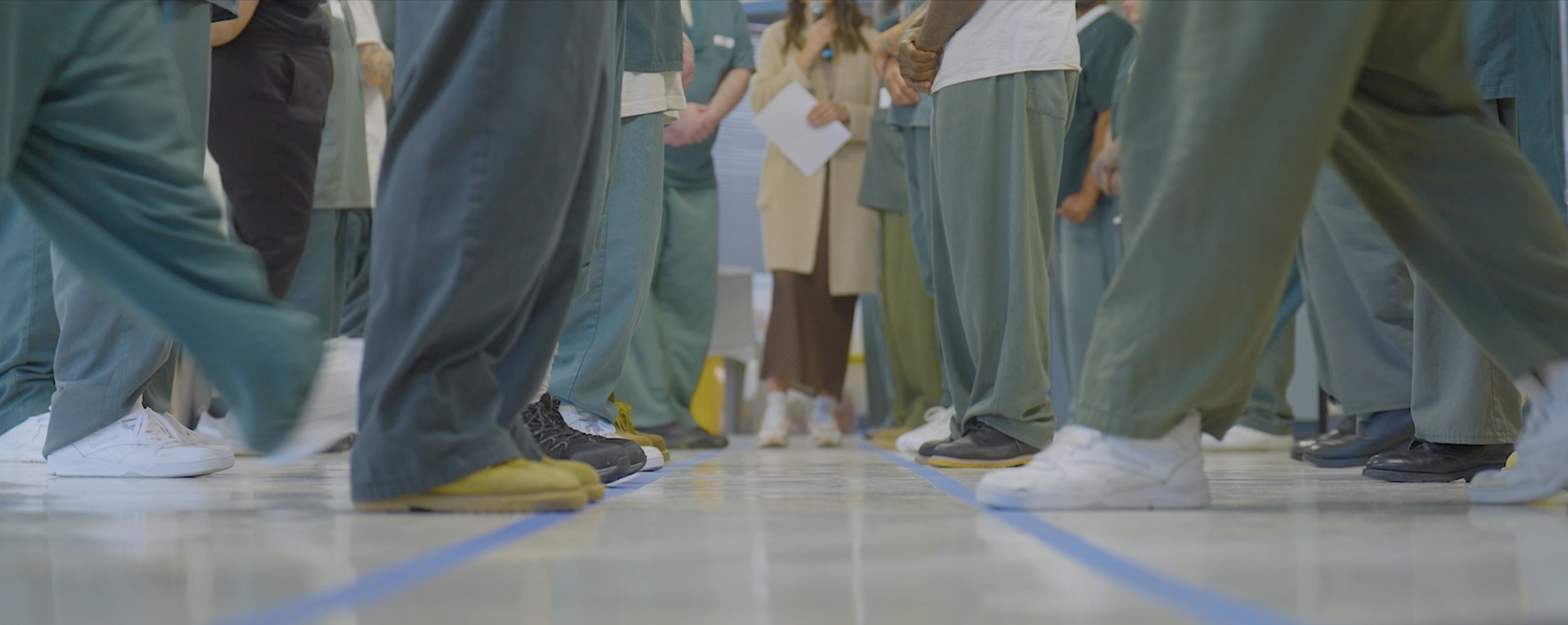 A line of participants during a group exercise